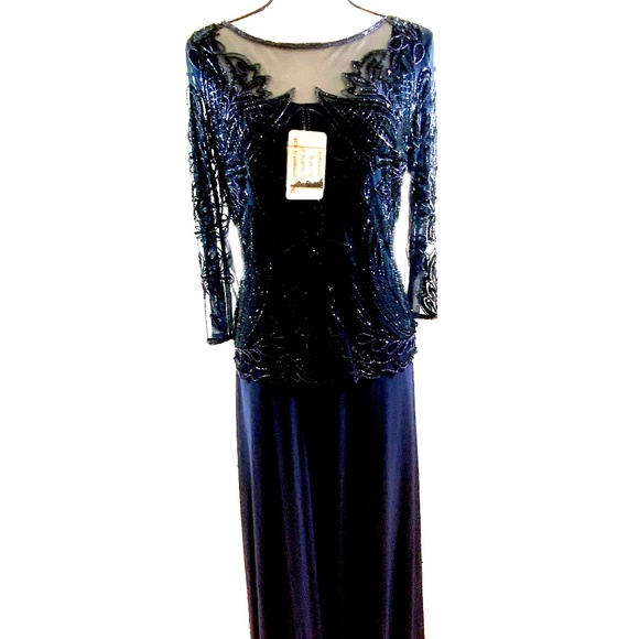 Navy Blue sequin dress by Pissarro Nights size 8 - Picture 5 of 14